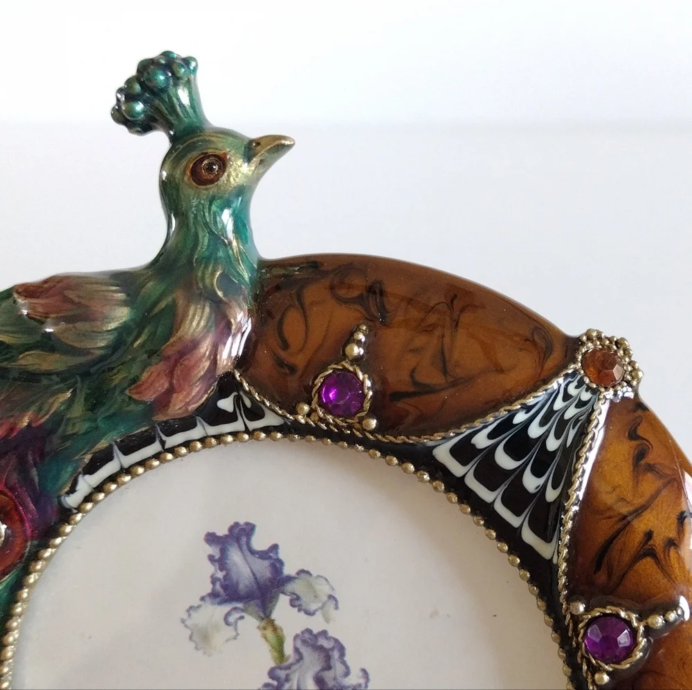 Ashleigh Manor Enameled Embellished Peacock Frame 3x3
